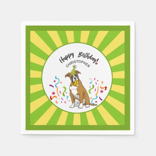 Happy Birthday with Your Boxer Dog Buddy Party Napkins