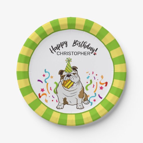 Happy Birthday with Your Bulldog Dog  Party Paper Plates