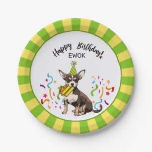 Happy Birthday with Your Chihuahia EWOK Dog  Party Paper Plates