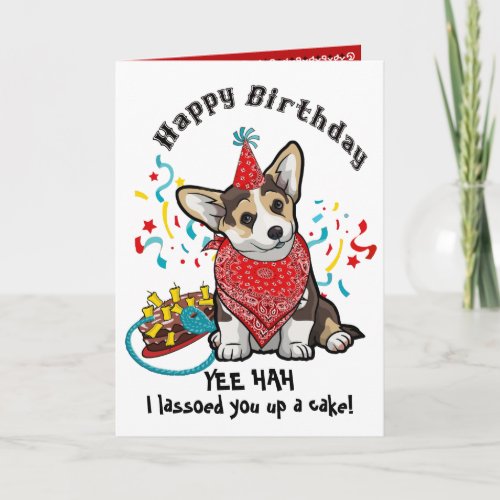 Happy Birthday with your Corgi Dog in Red Bandana Card