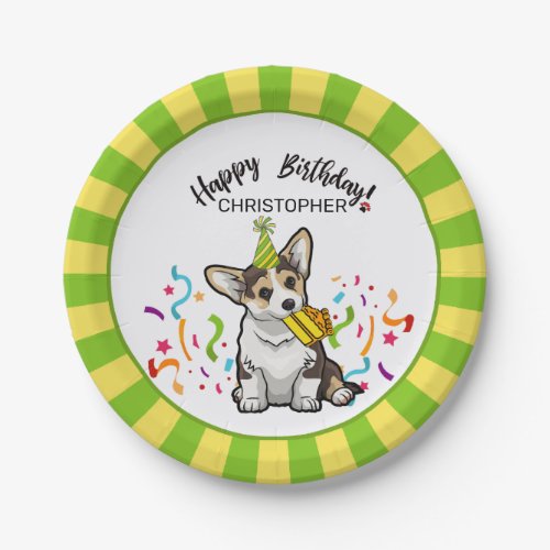 Happy Birthday with Your Corgi Dog  Party Paper Plates