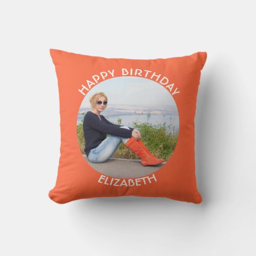 Happy Birthday With Your Custom Image And Text Throw Pillow
