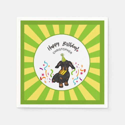 Happy Birthday with Your Dachshund Dog Buddy Party Napkins