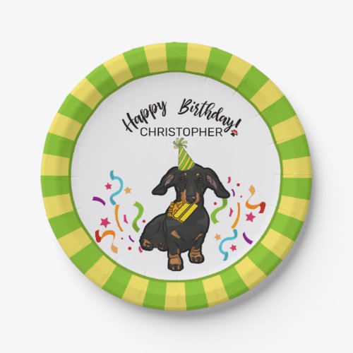 Happy Birthday with Your Dachshund Dog  Party Paper Plates