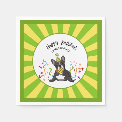 Happy Birthday with your French Bulldog Party Napkins