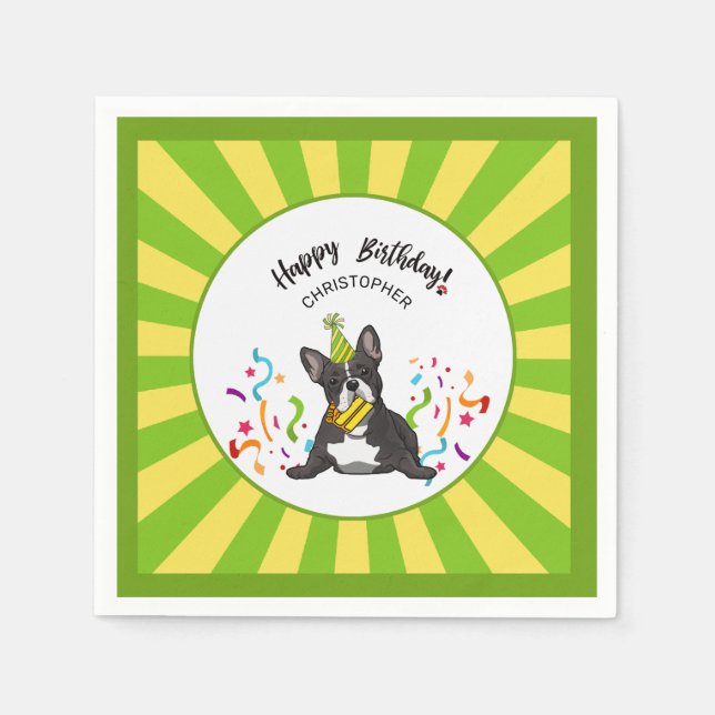 Happy Birthday with your French Bulldog Party Napkins (Front)