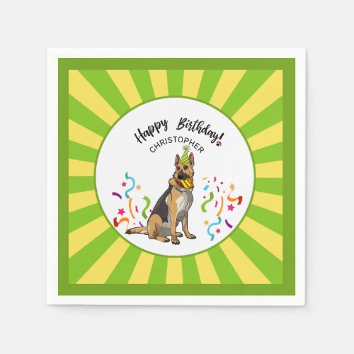 Happy Birthday with your German Shepherd Party Napkins