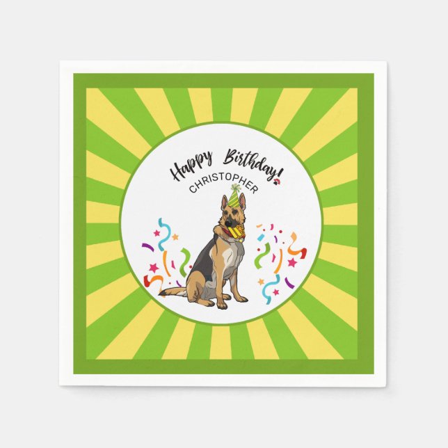 Happy Birthday with your German Shepherd Party Napkins (Front)