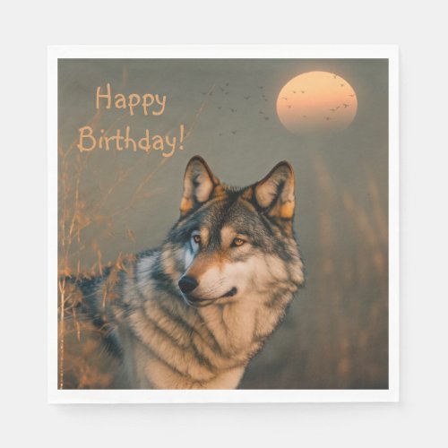 Happy Birthday Wolf  Napkins