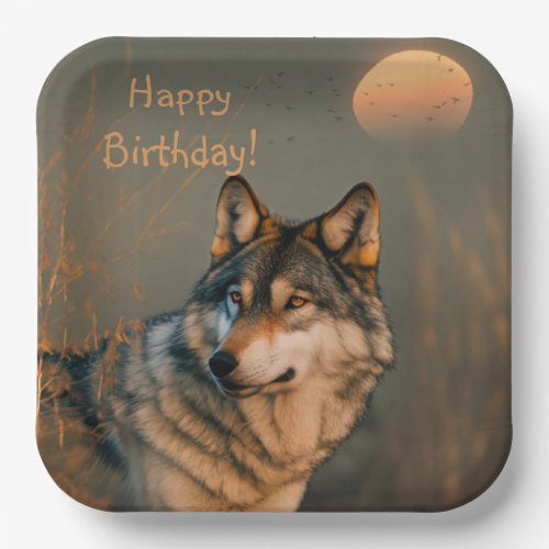 Happy Birthday Wolf Paper Plates