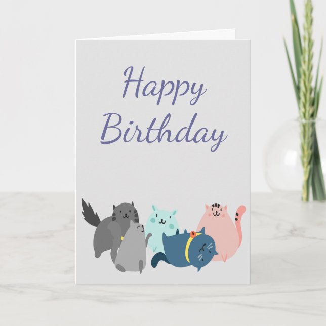 Happy Birthday Women Collect Cats Many paws Humor Card (Front)