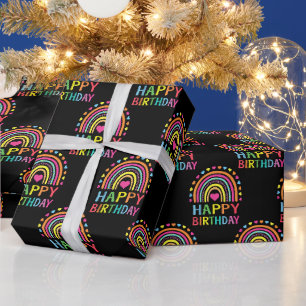 Happy Birthday Women Teens Girls Kids Gift Rainbow Wrapping Paper