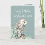 Happy Birthday Wonderful Brother Barn Owl  Thank You Card<br><div class="desc">If your Wonderful Brother loves owls,  nature or wildlife he will love this Birthday card</div>