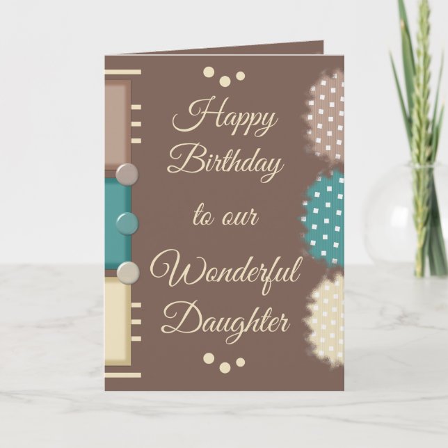 Happy Birthday wonderful daughter brown Card (Front)