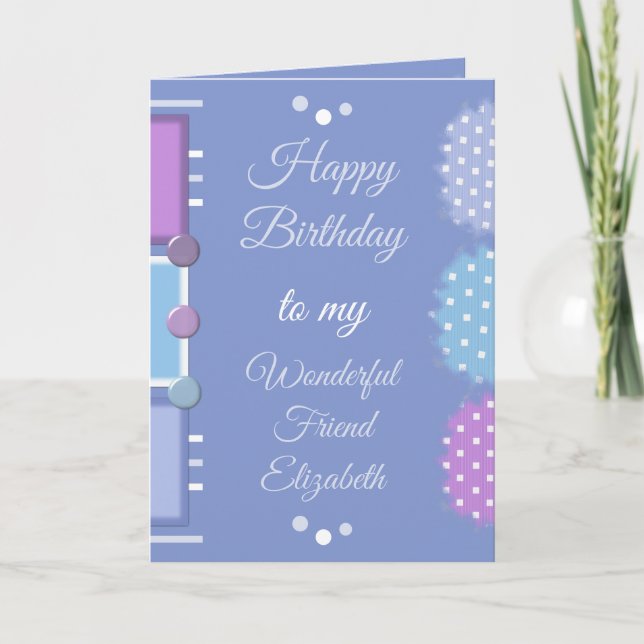 Happy Birthday wonderful friend purple Card (Front)