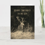 Happy Birthday Wonderful Son Vintage Deer Stag  Card<br><div class="desc">Happy Birthday Wonderful Son Vintage Deer Stag animal card for the one who likes hunting or just loves wildlife</div>