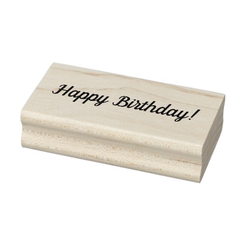 Happy Birthday Wooden Block Mounted Rubber Stamp