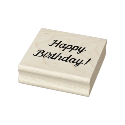 Happy Birthday Wooden Block Mounted Rubber Stamp