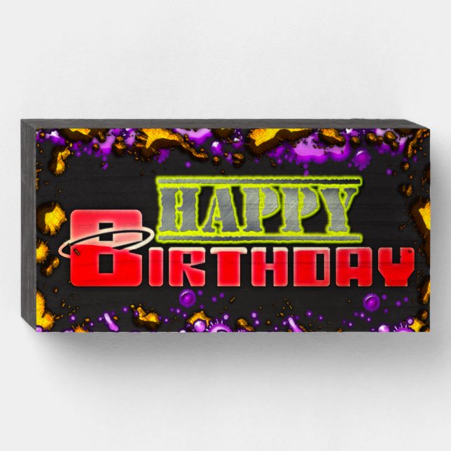Happy Birthday Wooden Box Sign (Front Horizontal)