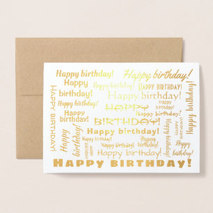 Happy Birthday Word Cloud Typography Foil Card