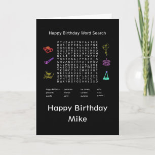 Happy Birthday Word Search Mike Card