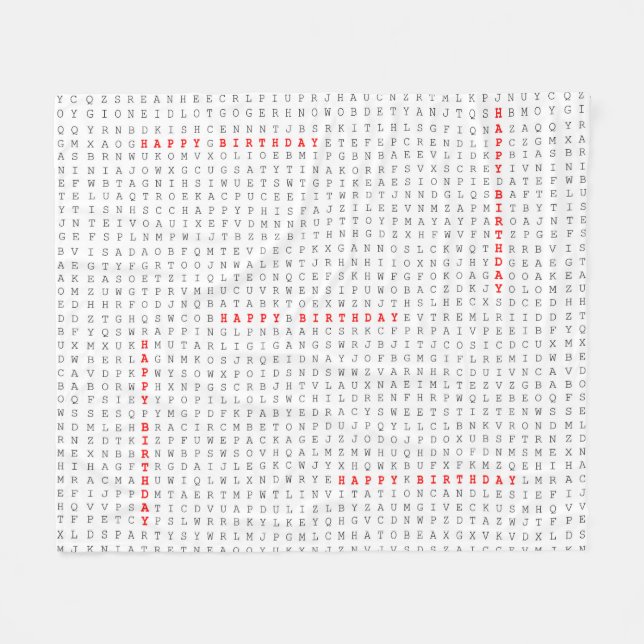 Happy Birthday Word Search Puzzle Fleece Blanket (Front (Horizontal))