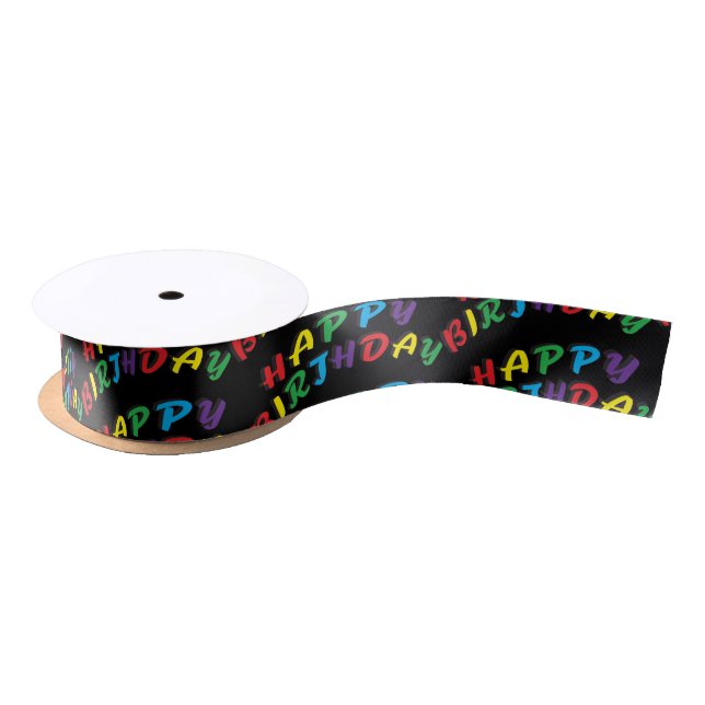 Happy Birthday Word Text Satin Ribbon (Spool)