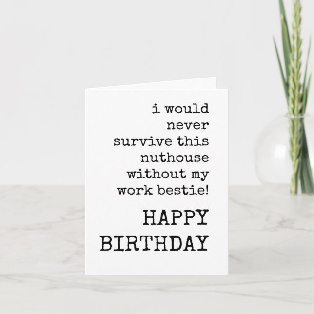 Happy Birthday, Work Bestie, Coworker Bday Card (Front)