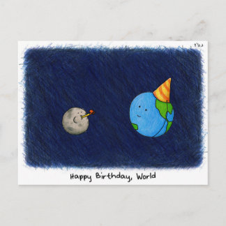 "Happy Birthday, World" (dark) - Rosh Hashanah Holiday Postcard