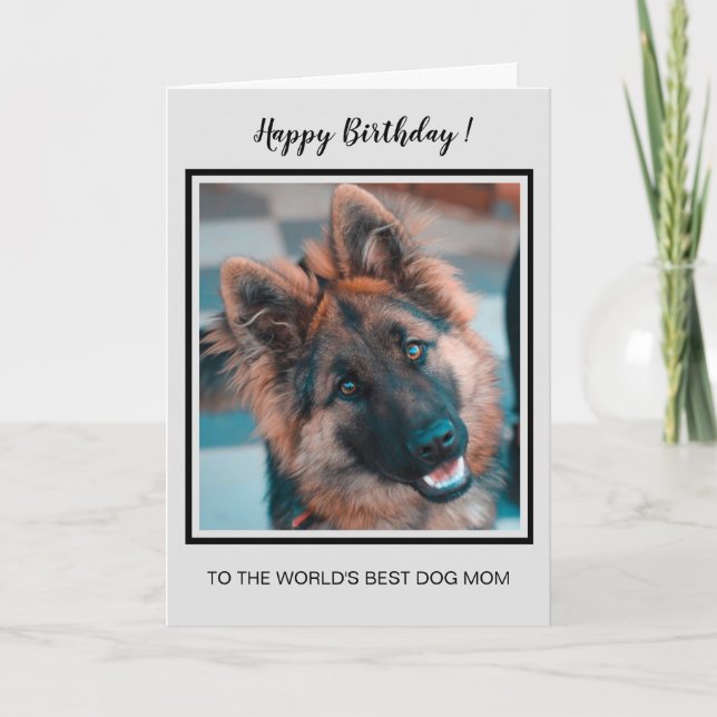 Happy Birthday Worlds Best Dog Mom Cute Dog Photo Card (Front)