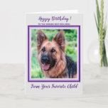 Happy Birthday Worlds Best Dog Mom Purpl Pet Photo Card<br><div class="desc">Happy Birthday to your World's Best Dog Mom from the dog ! Add your dog's photo and personalize from the Dog Mom's Favorite Child  .</div>