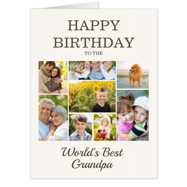 Happy Birthday World's Best Grandpa Photo Collage  Card (Front)