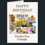 Happy Birthday World's Best Grandpa Photo Collage  Card<br><div class="desc">Create your own unique, one-of-a-kind "Happy Birthday to the World's Best Grandpa" 8-photo collage big greeting card. Personalize with 8 favorite photos of his grandchildren. This card makes a beautiful gift for any grandfather. Personalize by adding more photos and text on the inside of the card if you would like....</div>