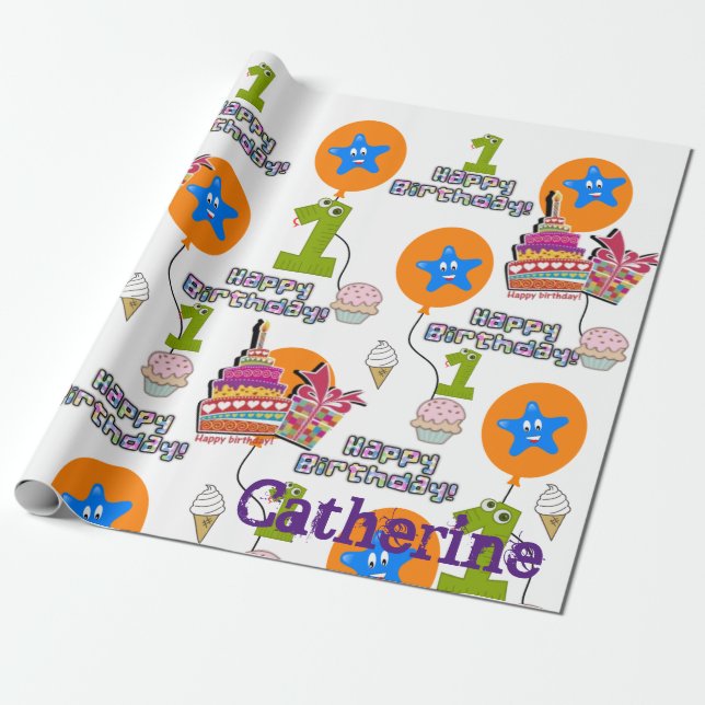 Happy Birthday Wrapping Paper Balloons #1 (Unrolled)