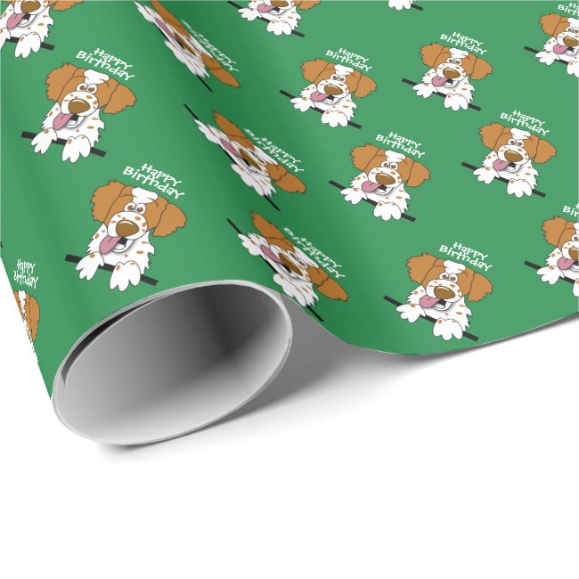 Happy Birthday Wrapping Paper Cartoon Brittany Dog