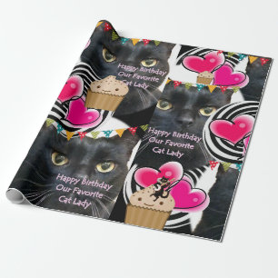 Happy Birthday Wrapping Paper Cat Lady Birthday