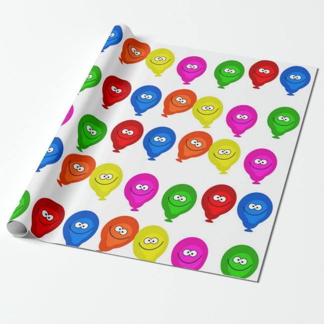 Happy Birthday Wrapping Paper Colorful Balloons (Unrolled)