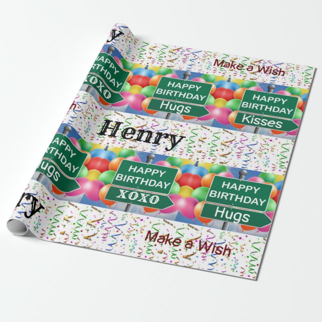 Happy Birthday Wrapping Paper Confetti (Unrolled)