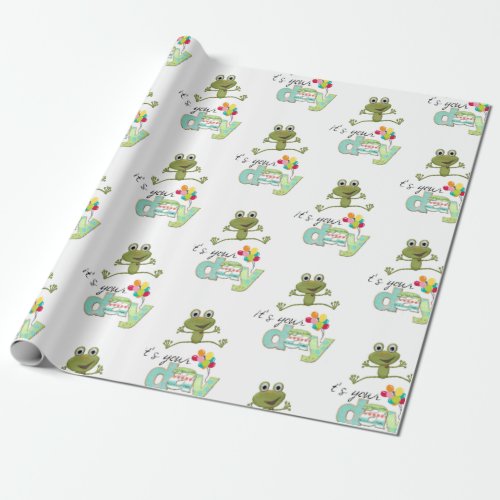 Happy Birthday Wrapping Paper FUN Frog