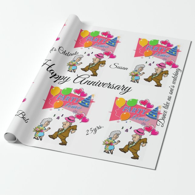 Happy Birthday Wrapping Paper Happy Anniversary (Unrolled)