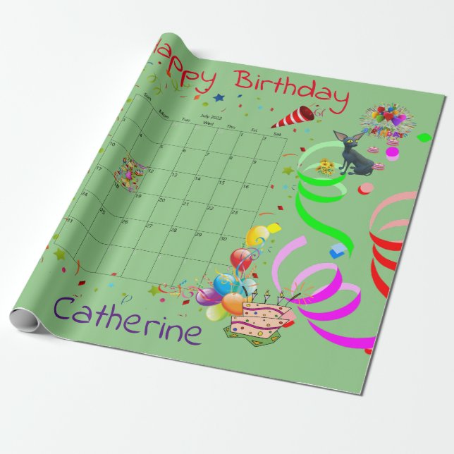 Happy Birthday Wrapping Paper July 2022  (Unrolled)