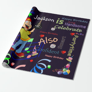 Happy Birthday Wrapping Paper Musician Guitar