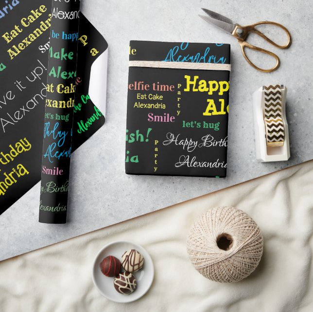 Happy Birthday Wrapping Paper Personalized Name  (Crafts)
