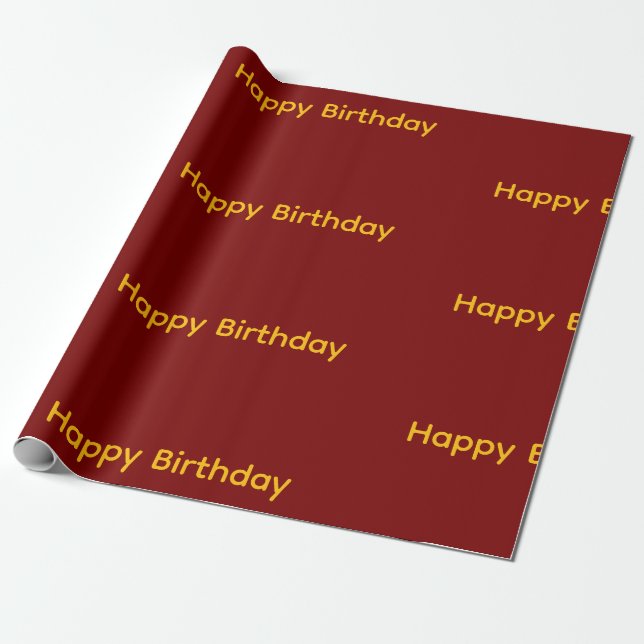 Happy Birthday Wrapping Paper ( Red & Yellow ) (Unrolled)
