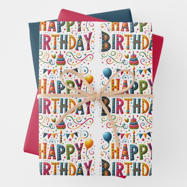 Happy Birthday Wrapping Paper Sheets (In situ)