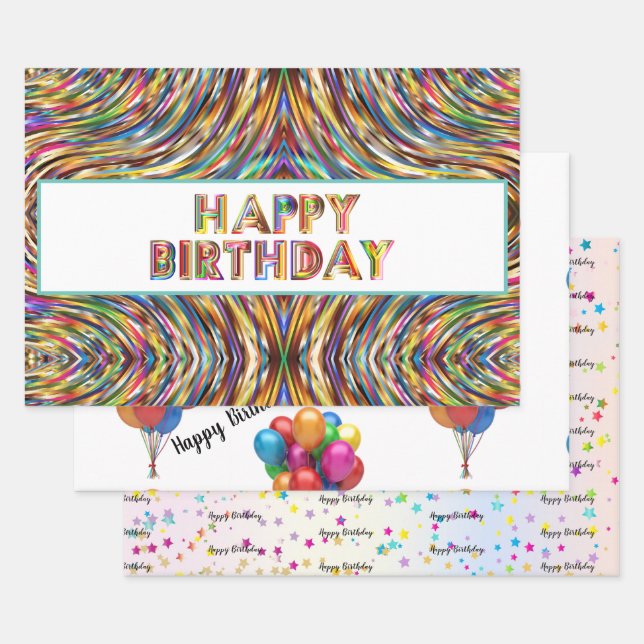 Happy Birthday Wrapping Paper Sheets (Set)