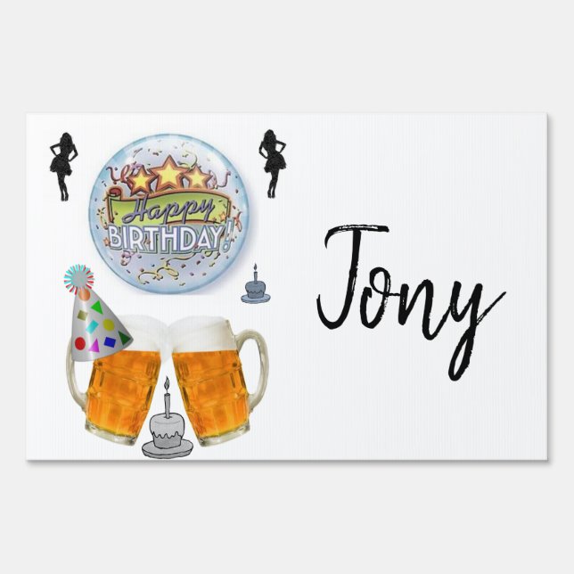 Happy Birthday Yard Sign Beer (Back)