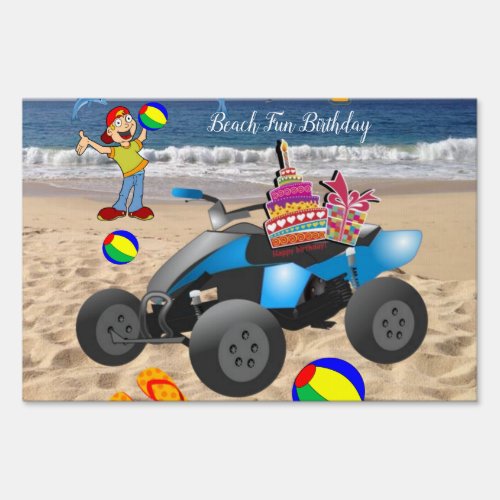 Happy Birthday Yard Sign Boy Beach Bum Fun