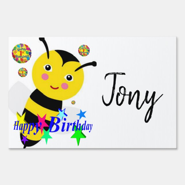 Happy Birthday Yard Sign Bumblebee (Back)