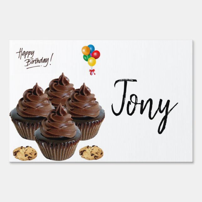 Happy Birthday Yard Sign Chocolate (Back)
